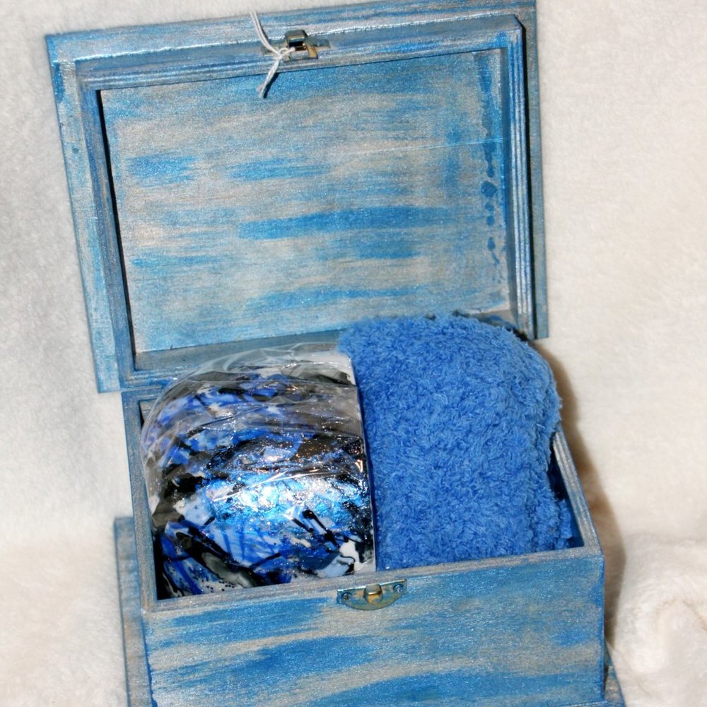 Handmade Blue Scarf & Cup Gift Set